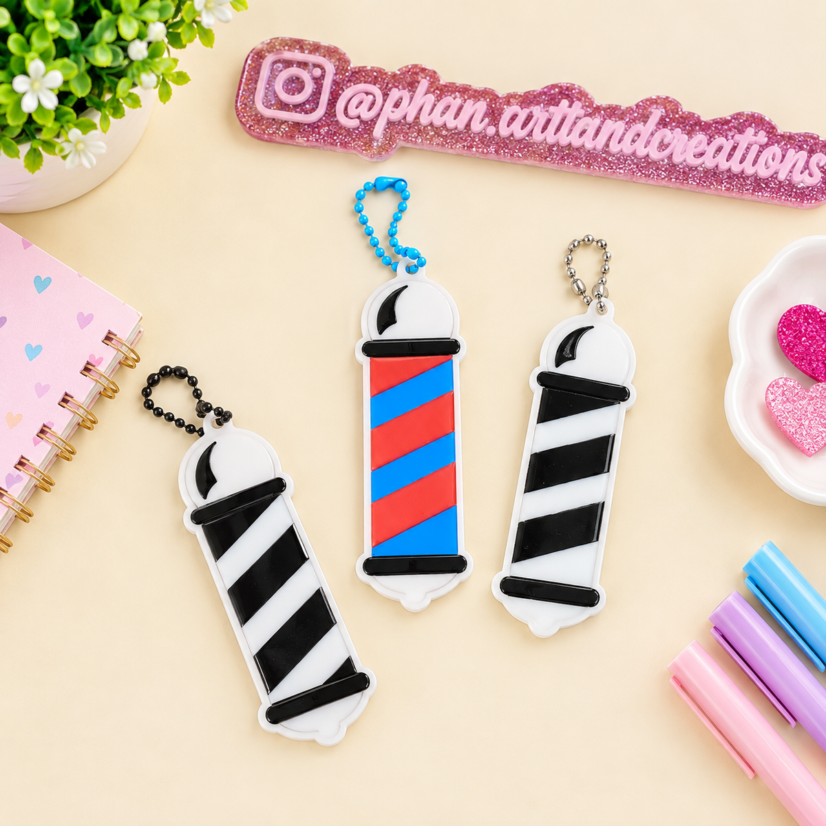 Barber Pole NFC Keychain