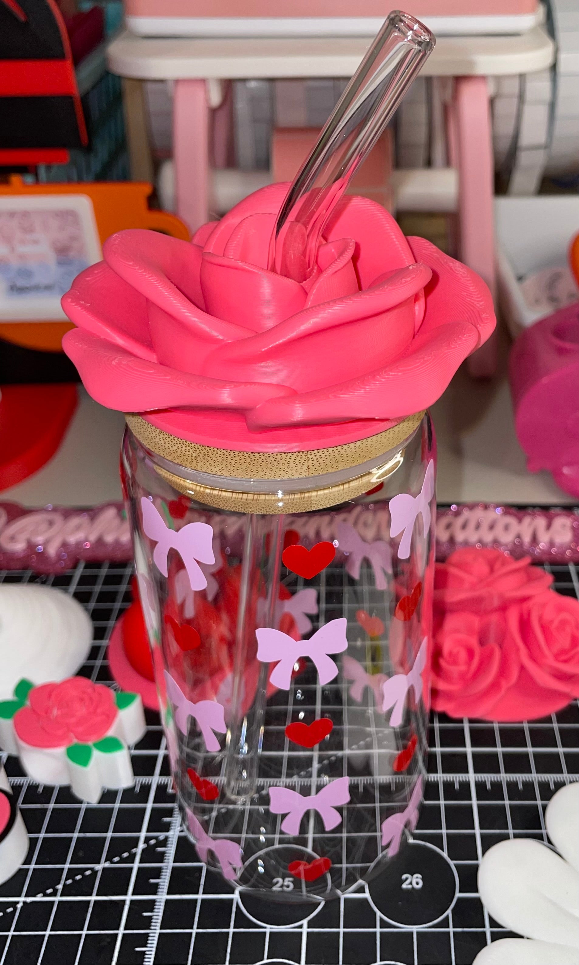 16oz rose lid topper