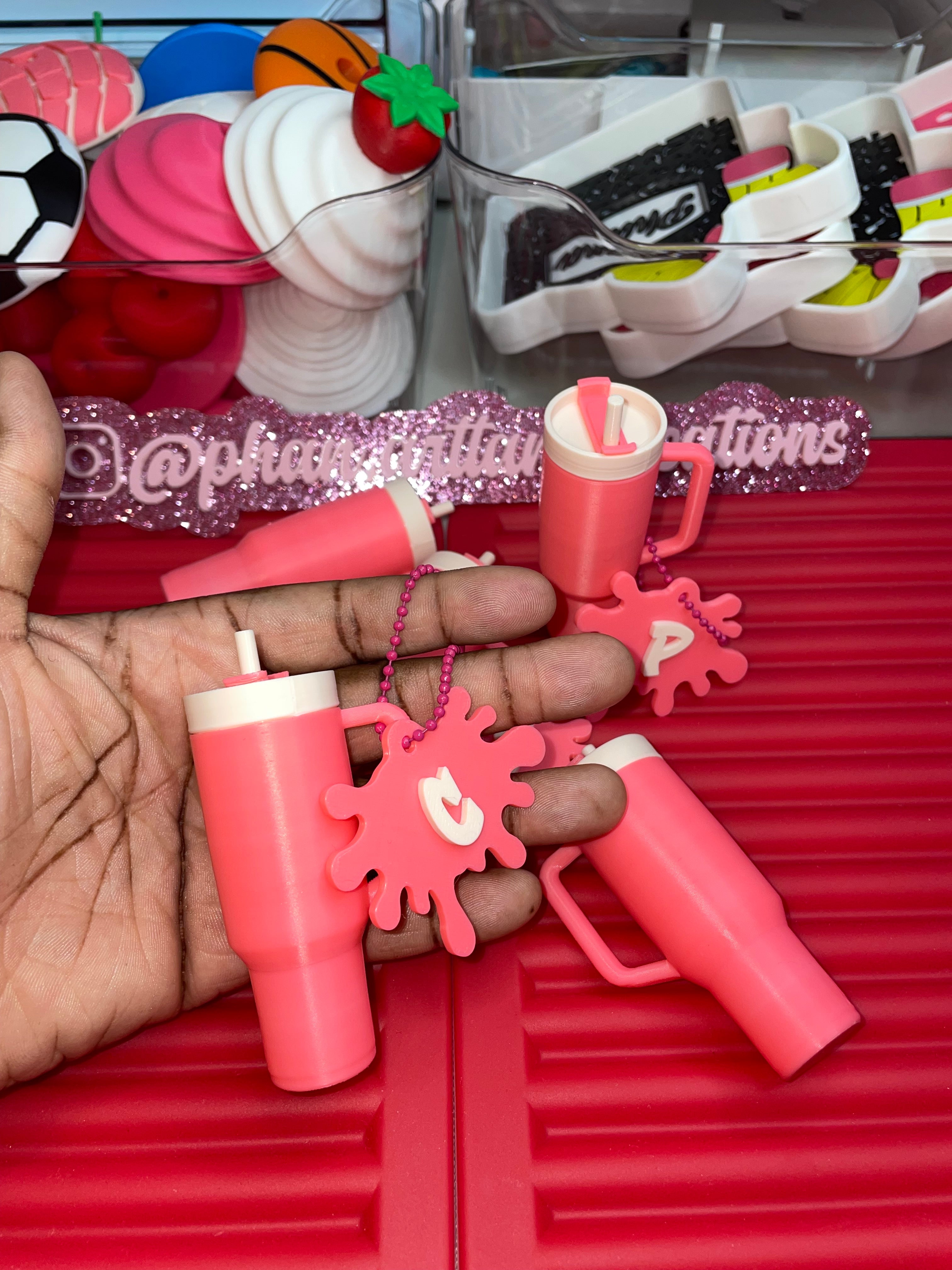 Mini tumblers lip balm holder/keychain