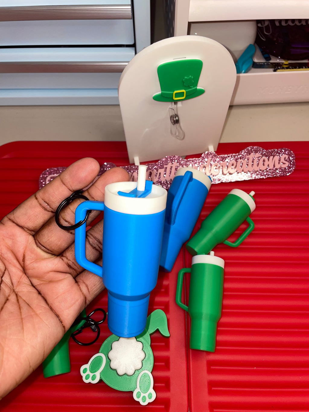Mini tumblers lip balm holder/keychain