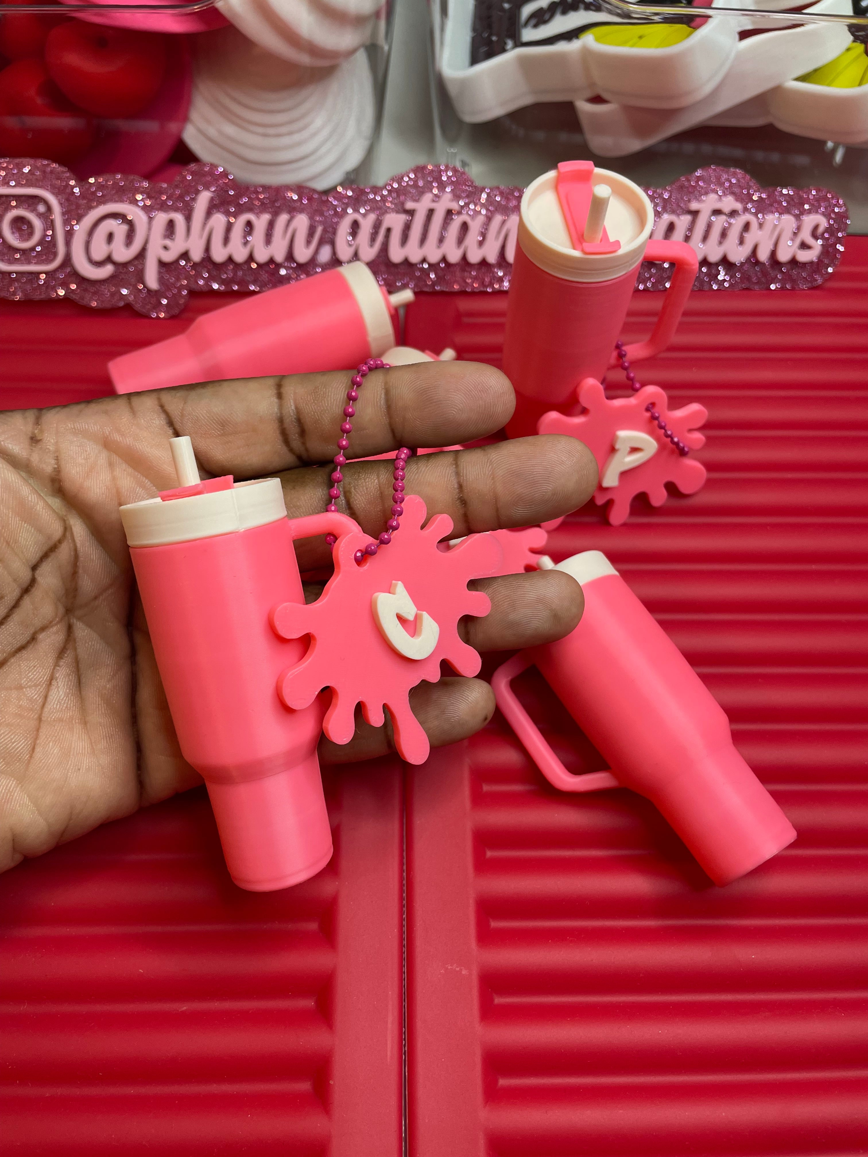 Mini tumblers lip balm holder/keychain