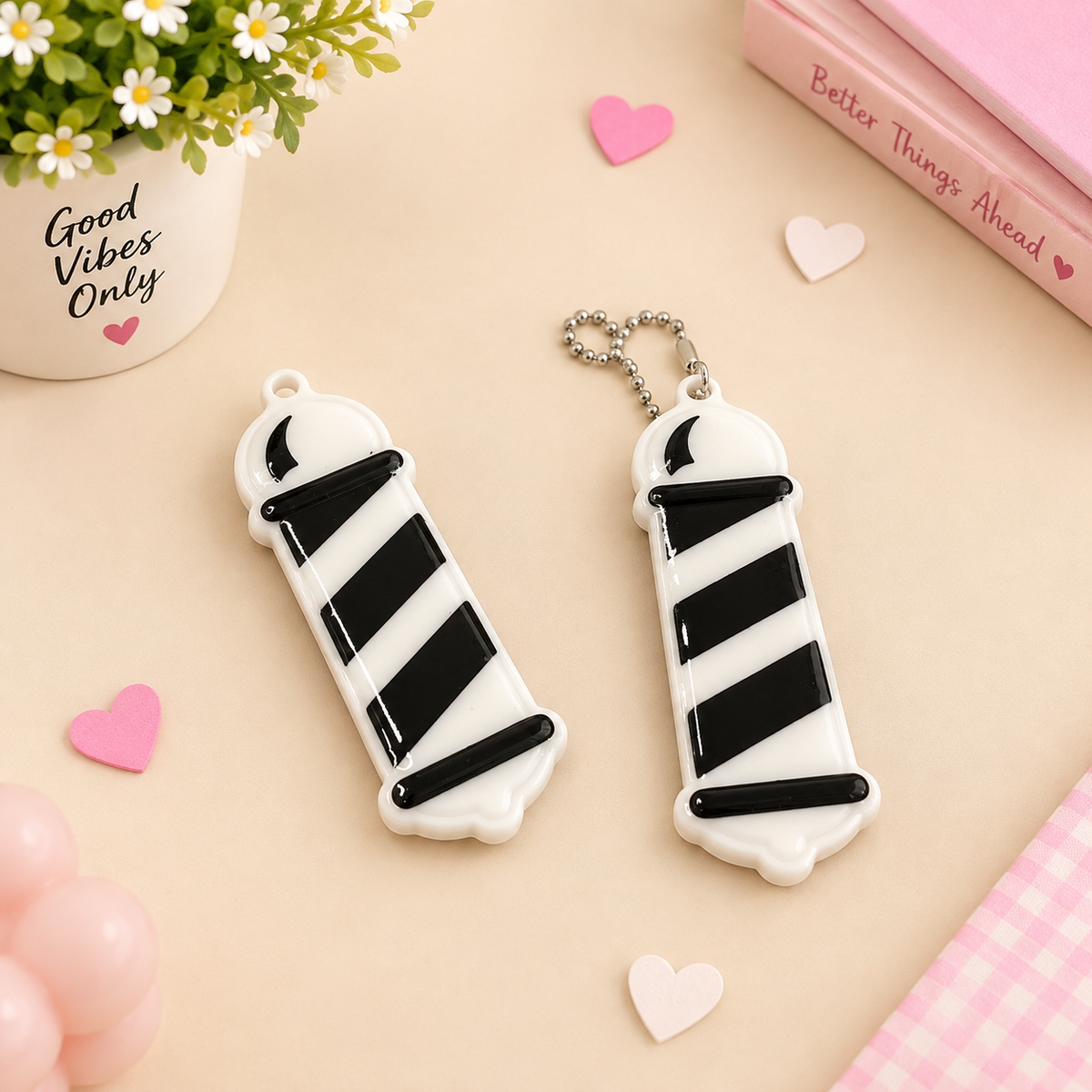 Barber Pole NFC Keychain