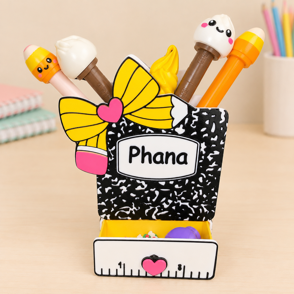 Pencil bow personalized drawer pen holder