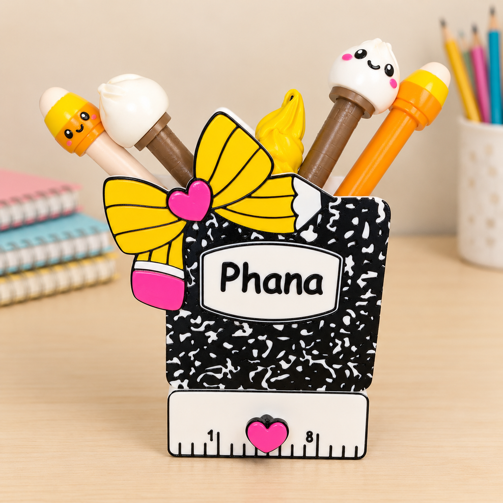 Pencil bow personalized drawer pen holder