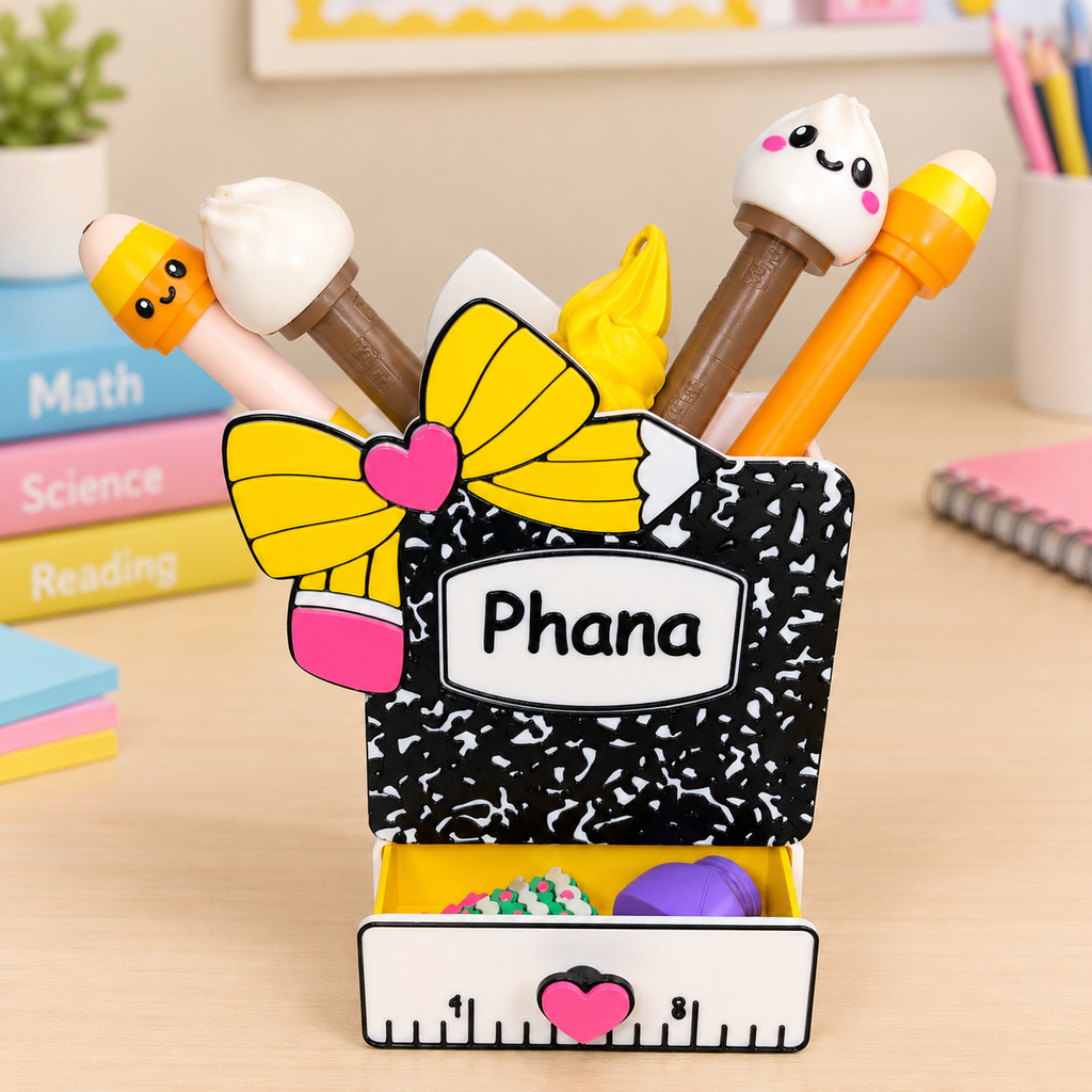 Pencil bow personalized drawer pen holder